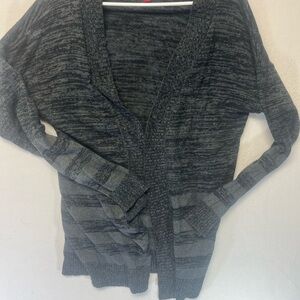 Merona Black and Gray Open Front Striped Cardigan